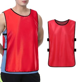 EZONEDEAL Scrimmage Vest Pinnie, Practice Vests,Training Pinnies Practice Jerseys Vests for Youth Adult Sports Basketball, Soccer, Football, Volleyball, Youth Soccer Pinnies For Sports (Red, M)