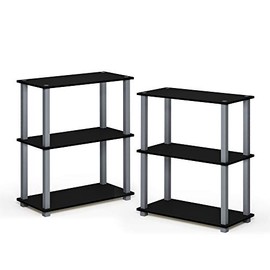 Furinno Turn-S-Tube 3-Tier Compact Multipurpose Shelf 2-Pack, Black/Grey