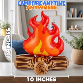 Vaulted Skulls & Co Inflatable Campfire Prop | Camp Fire Inflatable Prop | Inflatables Fire Pit Realistic Look | Red/Brown | 12" | 2 Pack