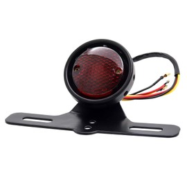 Ygmylandbb 12V Motorcycle Tail Light Brake Stop Running Light Lamp with License Plate Holder Compatible With Bobber Chopper Cafe Racer - Round, 1Pcs