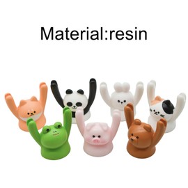 Pinenjoy 7Pcs Cute Raising Hand Animal Photo Holder Desktop Card Message Note Memo Folder Resin Number Clips for Office Home School Table Car Interior Decors