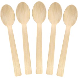 Epecnic Heavy Duty Bamboo Spoons, 7 Inch Natural Bamboo Wood Spoons with BPA-Free, Heat Resistant, 100% Compostable Disposable Cutlery for Parties, Picnics, Travel & Catering, 100 Count