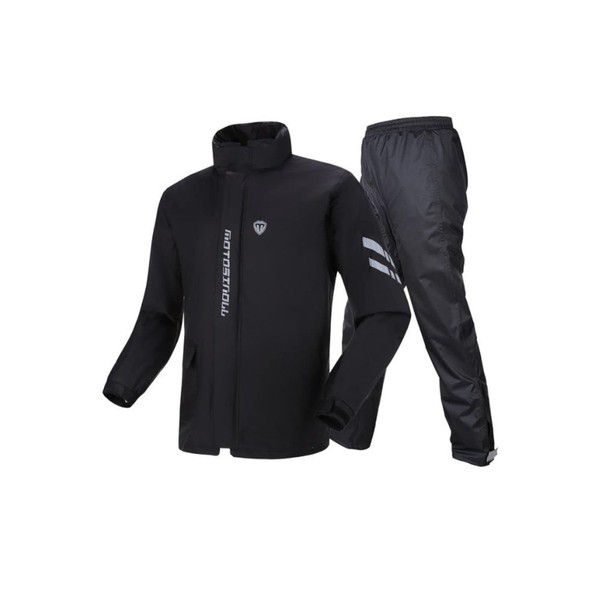 Benke Men’s Rain Suit, Top and Bottom Set, Lightweight, Easy to Move, For Biking, Climbing, Waterproof, Windproof, Water Pressure Resistance 5.1 ft (13,000 mm), Black
