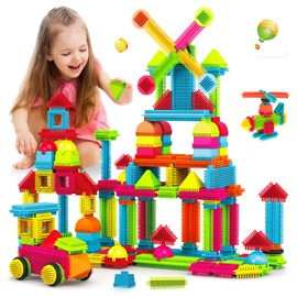 Stickle Brick Bristle Blocks 108PCS Toys for 3 4 5 6 Year Old Boys Girls Kids,Enlarge Building Blocks for Creativity Skill, Safe and Durable Construction Toys for Toddlers Christmas Birthday Gifts