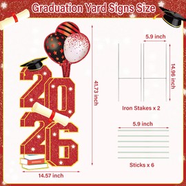 42 Inch Large 2026 Graduation Decorations Yard Signs, Congrats Grad Lawn Decor Class of 2026 Grad Yard Signs with Stakes for Outdoor Indoor High School & College Graduation Party Decorations Supplies