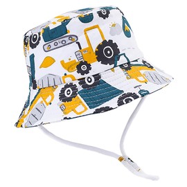 Malaxlx Baby Children's Sun Hat Fishing Hat Summer Hat UV Protection Beach Hat Bucket Hat Toddler Bucket Hat for Girls Boys, Yellow Digger