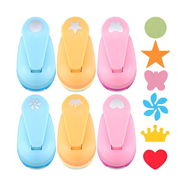 6 Pieces Craft Hole Punch Paper Punches Handmade Scrapbook Puncher