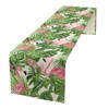 Tropical Table Runner Green Botanical and Flamingo Pattern Table Runner