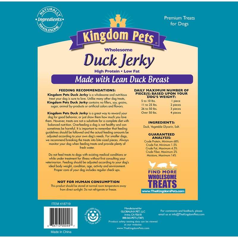 Kingdom Pets Duck Jerky Dog Treats with Only 3 Ingredients