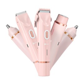 nimin Women's Brazilian Hair Removal Machine 5in1 Bikini Line Shaver Y Zone Epilator Nose Hair Eyebrow Hair Remover, Electric Razor, Pink / nimin 여성 브라질리언 제모기 5in1 비키니라인 면도기 Y존 제모기 코털 눈썹 모근 제거기, 전기면도기, 핑크