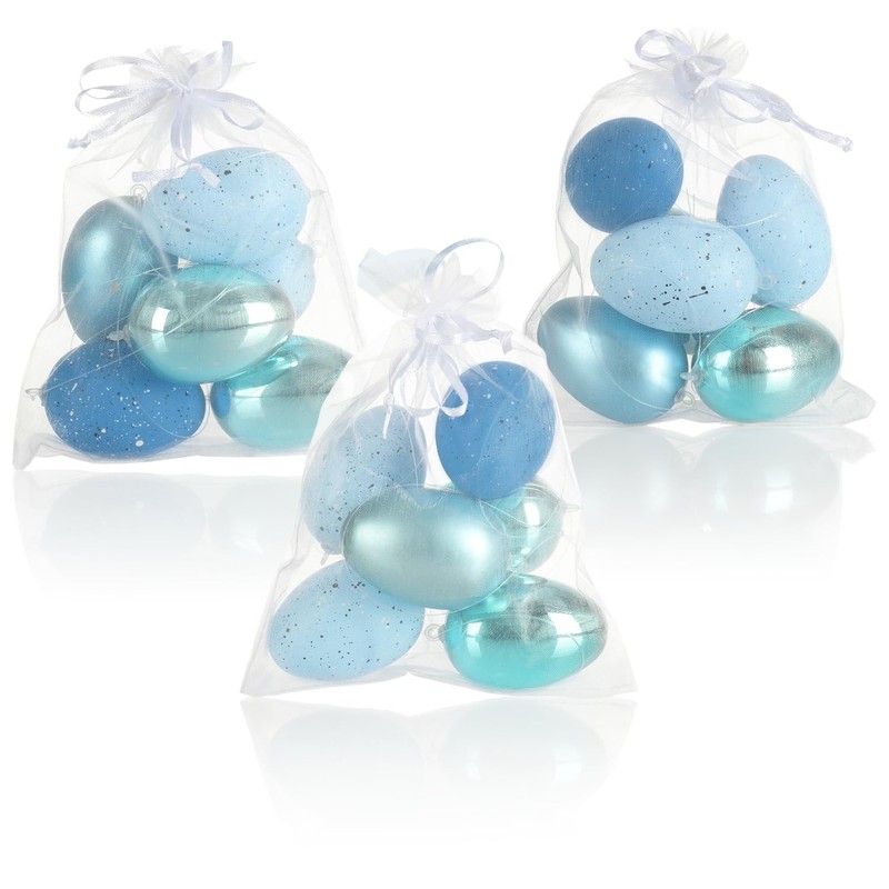 com-four® 18 x Easter Eggs for Hanging, Speckled Easter Decoration