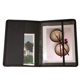 Picturesque Artist Presentation Case - Soft Padded Leather Multi-Ring Durable Travel Professional Art Carrying Archival Portfolio with 15 Display Sheets Bonus Pack - 18" x 24"