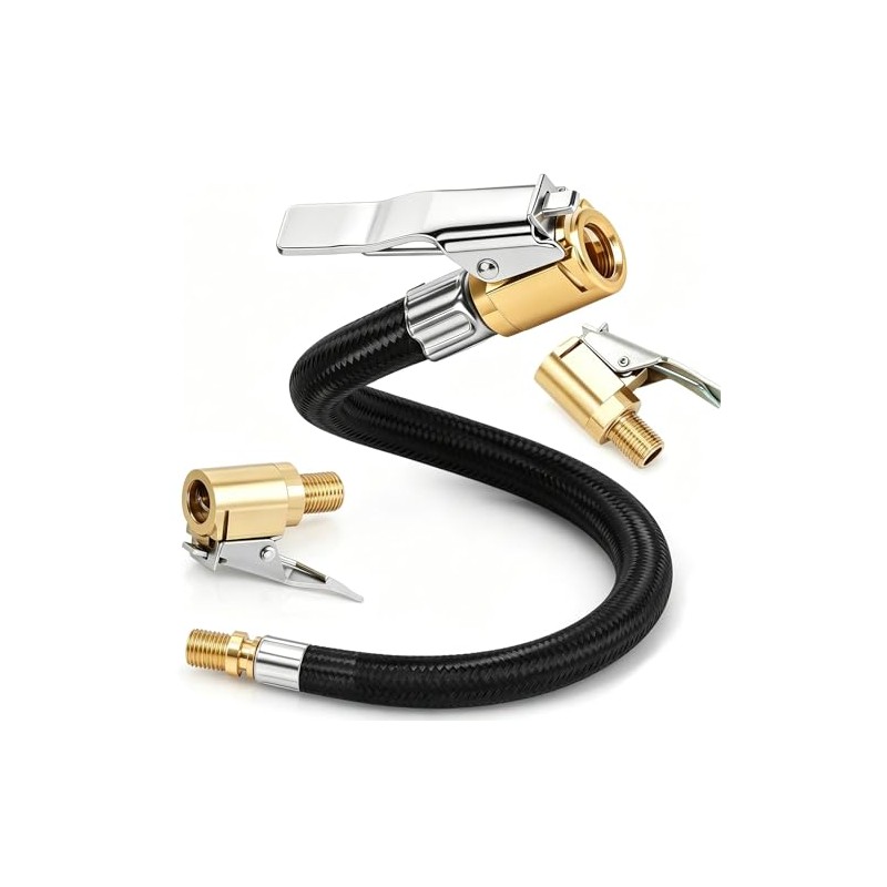 3PCS Tyre Inflator Adaptor Set, 30cm Tyre Inflator Hose Adapter