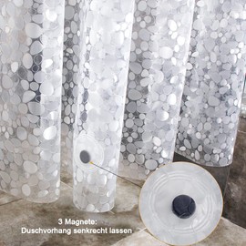Weltrxe Waterproof Antibacterial EVA Shower and Bath Curtain Anti-Mould with Weight Magnet Bottom, 0.2mm [183 x 200cm], for Children, 3D Stone Pattern, Includes 12 Shower Curtain Rings