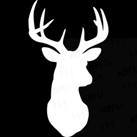 NBFU Decals Deer Head Adventure Wildlife 1 (White) (Set of 2) Premium Waterproof Vinyl Decal Stickers for Laptop Phone Accessory Helmet Car Bumper Mug Tuber Cup Door Wall
