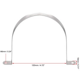 TA-VIGOR 4Pcs Rigid Pipe Straps, 120mm 2 Holes Stainless Steel Tension Tube Clip Clamp, Heavy Duty Conduit Clamps for Pipe Tube Wire Fixing, Laying Plumbing, Electricity, Exhaust