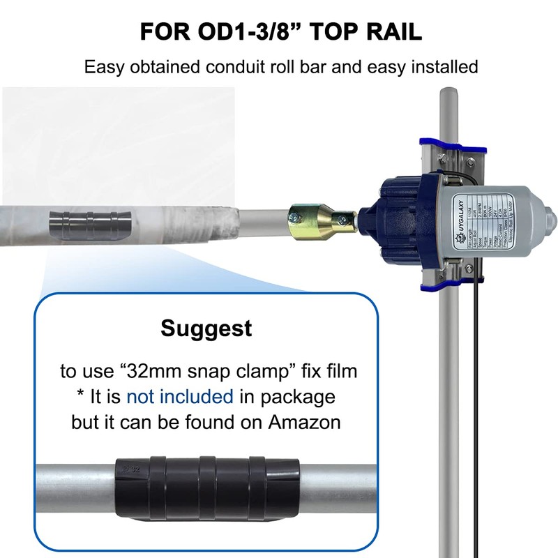 UYGALAXY 100W Greenhouse Film Roll Up Side Motor 1 3/8"