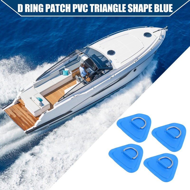 Hihaha D Ring Patch PVC Triangle Shape Blue for Kayak