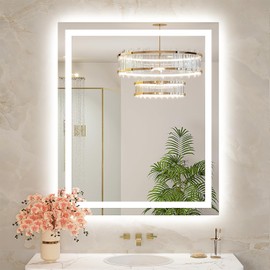 Oerbasz 30x36 LED Bathroom Mirror with Lights, Front and Rear Lighting, Tempered Glass, Dimmable, Multiple Light Modes, Anti-Fog Lighted Bathroom Vanity Mirror for Wall, Memory Function