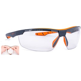 Flexor Plus EN 166 Safety Glasses Frame Dark Grey/Orange Lens: Clear PC INFIEL