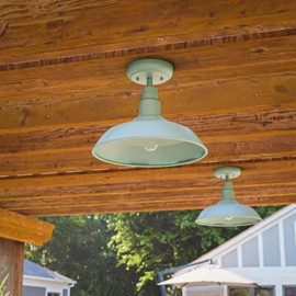 14" inch Chic in Teal Finish Semi Flush Mount Ceiling Light Stylish Metal Fixture for Indoor and Outdoor Spaces, Water and Weather Resistant