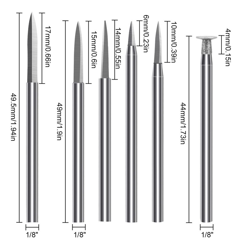 SUNJOYCO 6PCS Wood Carving Drill Bits Set for Rotary Tool,
