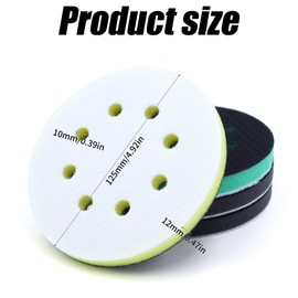 WYYFXY® Pack of 4 Polishing Pads, 125 mm, Sponge Interface Pad, Velcro Polishing Attachment, Random Orbital Sander, Polishing Pad for Sanding Disc, Angle Grinder (8 Holes)