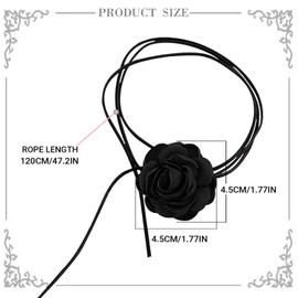 XNIVUIS 2pcs Flower Choker Vintage Flower Necklaces Black White Rose for Women Lace Lacing Clavicle Chain Adjustable Fabric Rose Necklace for Women Girls Bride Wedding Party (5 * 5cm, black white)