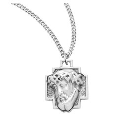 Extel Head of Christ Sterling Silver Medal Pendant Necklace