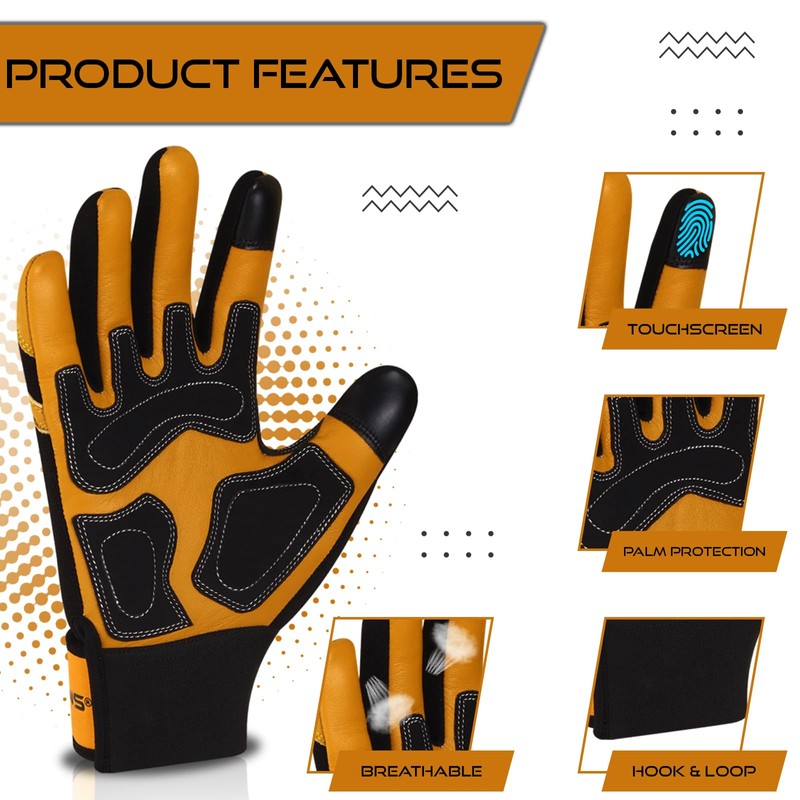 Leather Work Gloves Gardening Ornproof Breathable Construction Flexible Mechanic for