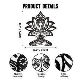 Rajukit Zen Wall Art–Meditating Girl & Lotus Metal Wall Decor–Serene Meditation & Yoga Room Decor for Mindful Spaces