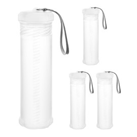 QWORK Extendable Artist Storage Tube - Durable Plastic, 4 Pack Adjustable Length 8.5" to 15", 2.4" Width, Translucent with Carrying Lanyard for Brushes, Pens & Watercolor Supplies