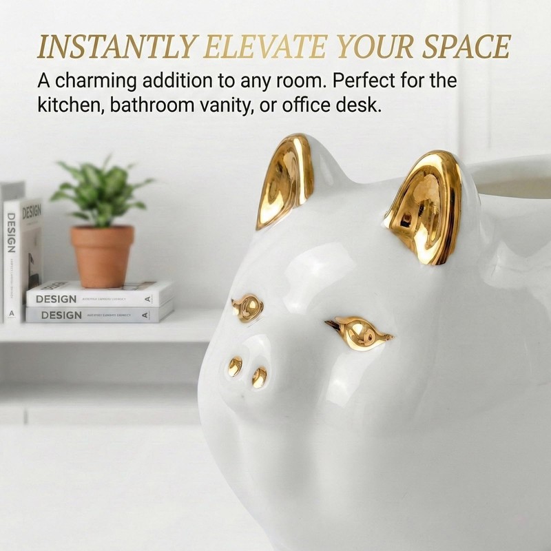 Seyont Toothpick Holder Dispenser - Golden Pig Tooth Pick Box,