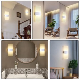 FUPE Applique da Parete Interno 12 W, LED Moderno Lampada da Parete 1020 Lumens, Up Down 4000 K Applique Camera da Letto, Applicabile a Camera da Letto, Corridoio, Soggiorno, Scala (Bianco Caldo)