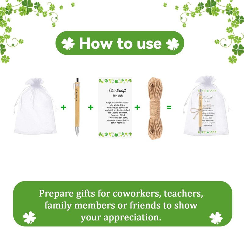 UCFBWO 24 Sets Lucky Pen Wooden Ballpoint Pen Thank You