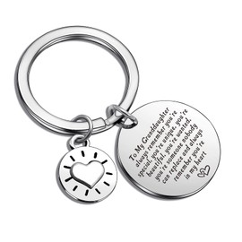 ASANHAO Granddaughter Keychain - Inspirational Gift for Granddaughter, Daughter Keepsake Jewelry, Stainless Steel Vocation Gift - Birthday & Graduation Keychain for Grandchild