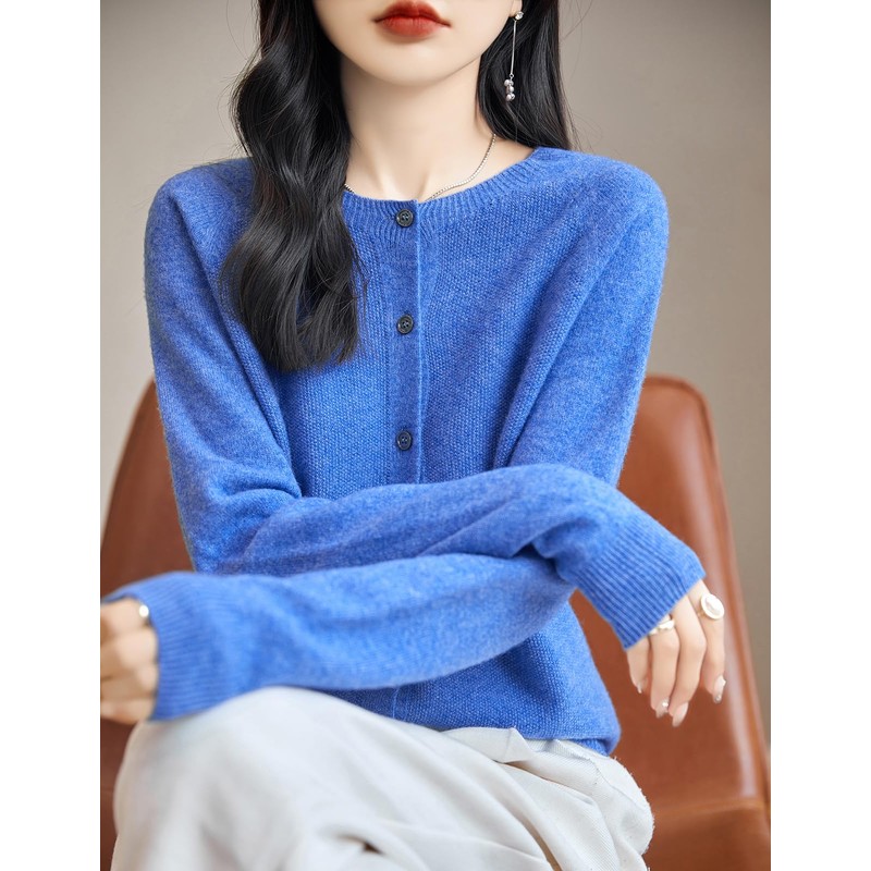 Chanyarn Women's Crew Neck 100% Merino Wool Cardigans 2024 Spring