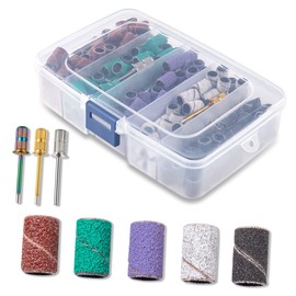 Mikinona Nail Polishing Bands with Mandrel 250pcs Sanding Bands for Nail Drill Fine Grit White Sanding Bands for Manicure