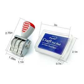 Date Stamp New Creative DIY Business Rubber Stamp with Adjustable Date Rolling Stamps School Supplies Stationery with Black InkPad (Blue)