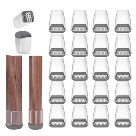 20PCS Clear Silicone Chair Leg Floor Protectors for Hardwood Floors Round & Square Sliders Felt Furniture Leg Covers - Furniture Pads Prevent Scratches(Square-Grey, Small)