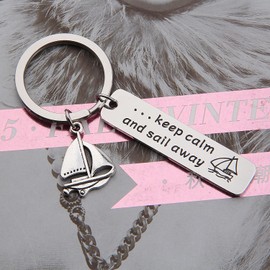 MYSOMY Sailboat Keychain Nautical Gifts Captain Gifts Sailor Gifts Keep Calm and Sail Away Boating Lover Gifts (Keep Calm and Sail Away)