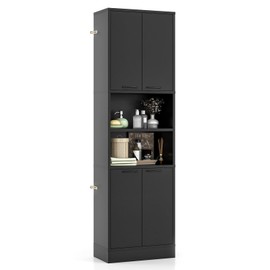 NAFORT Bathroom Storage Cabinet, 75" Freestanding Tall Cupboard with Shelves, Anti-toppling Devices & Non-Slip Foot Pads, Modern Slim Cabinet for Livingroom, Dining Room & Bath Room