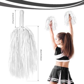 DILIBRA 24 Pcs Metallic Cheerleading Pom Poms, Cheerleaders Cheer Pom Poms with Baton Handle, Cheering Squad Hand Flower for Adults Kids Team Spirit Sports Game Dancing Party