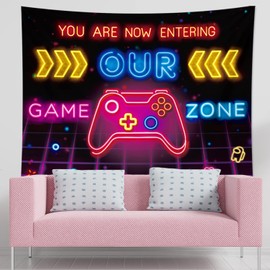 DESIHOM Gaming Tapestry Living Room Cool Video Game Tapestry Teen Boys Tapestry Neon Gamer Tapestry Kids Tapestry Dorm Decor Polyester 59x51 Inch