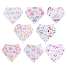 ALVABABY Bandana Drool Bibs Teething Feeding 100% Cotton Reusable Washable 8 Pieces of Bibs for Boys And Girls Newborn Infant Toddler Baby SKX12-CA1