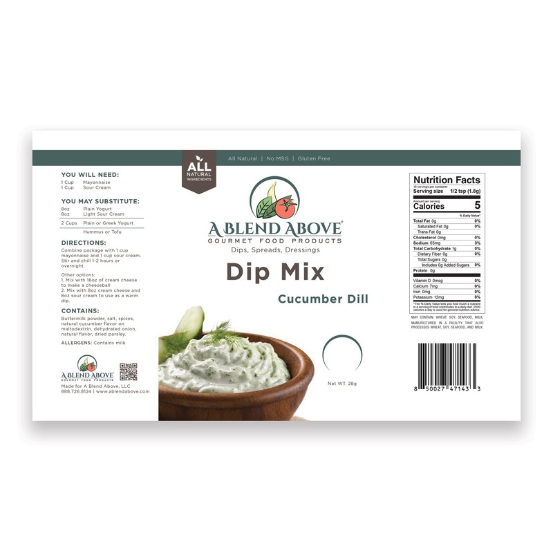 A Blend Above Cucumber Dill Dip Mix, 1oz, (3 Pack),