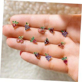 Ipetboom 8 Pairs Cute Fruit Earrings of Tropical Zircon Studs for Women and Lightweight and Charming Ear Accessories for Birthdays Valentine Day and Christmas