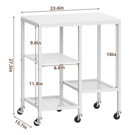 Kitchen Microwave Cart with Wheels,Coffee Bar Table Station,4-Tier Rolling Baker's Oven Rack,Small Appliance Storage Shelf,Utility Trolley Side Table for Kitchen,Office, Living Room (Snowy White)