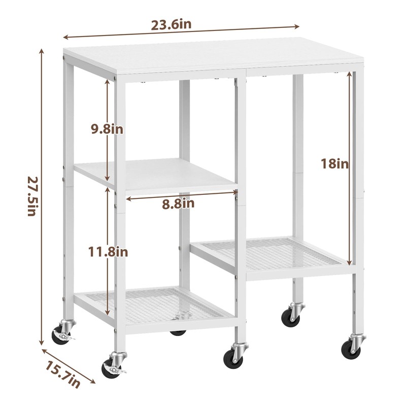 Kitchen Microwave Cart with Wheels,Coffee Bar Table Station,4-Tier Rolling Baker's