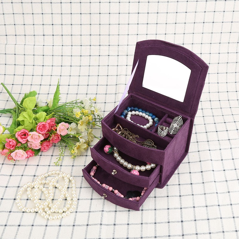 3 Layers Portable Jewelry Earrings Rings Bracelet Necklace Box Organizer
